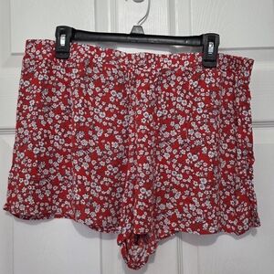 Copper Key High Waist Red Ditsy Floral Pull On Boho Shorts Size XL